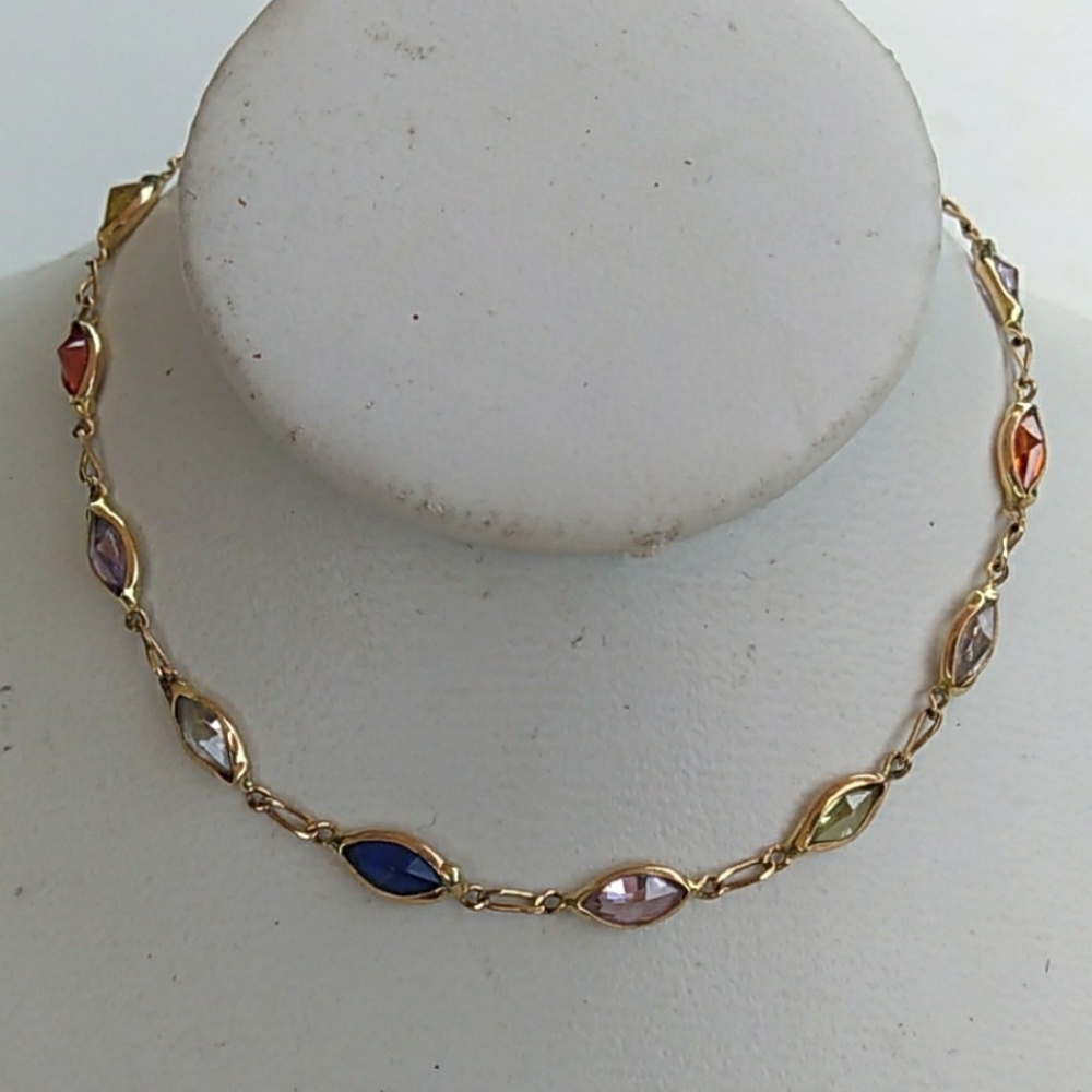 VTG 14K Gold Multi GemStone LinkBracelet VINTAGE - Picture 8 of 8